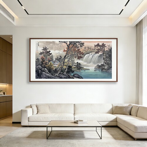 秋熟图新中式手绘山水装饰画