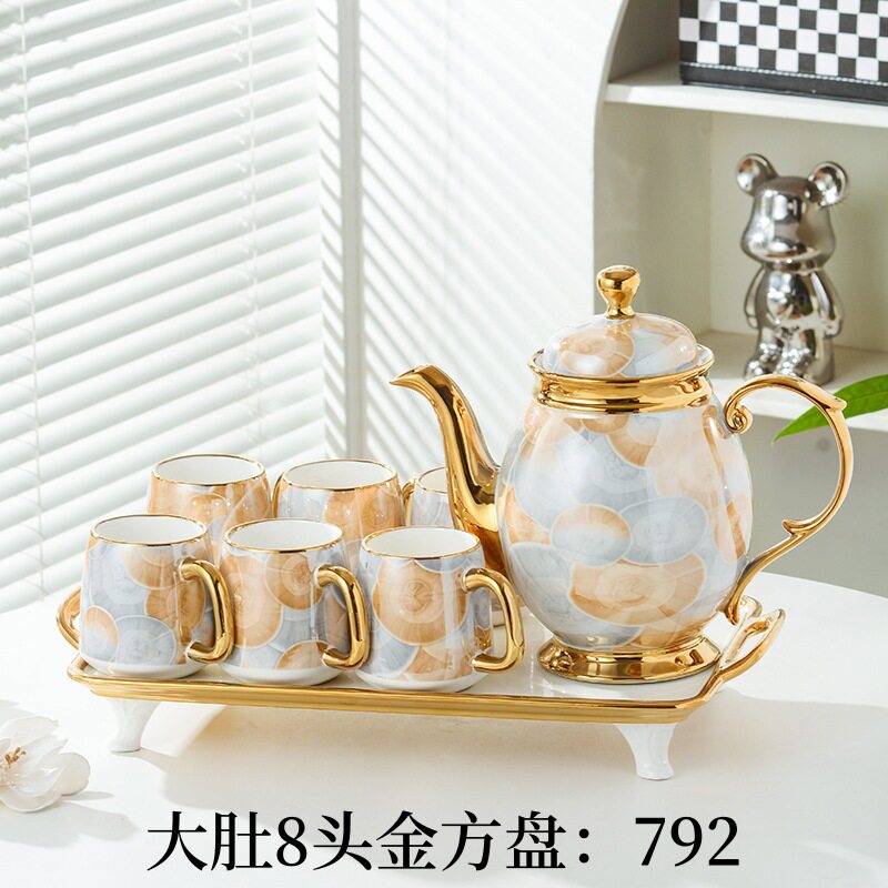 北欧简约镀结晶纹陶瓷大容量凉水