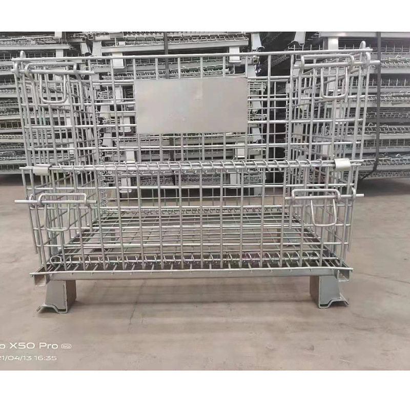 南通仓储笼折叠铁框蝴蝶笼仓储笼车网格周转箱镀锌铁笼现货带轮