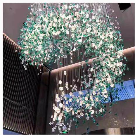 酒店大堂水晶灯售楼部沙盘吊灯别墅婚宴厅琉璃石头工程灯具制定