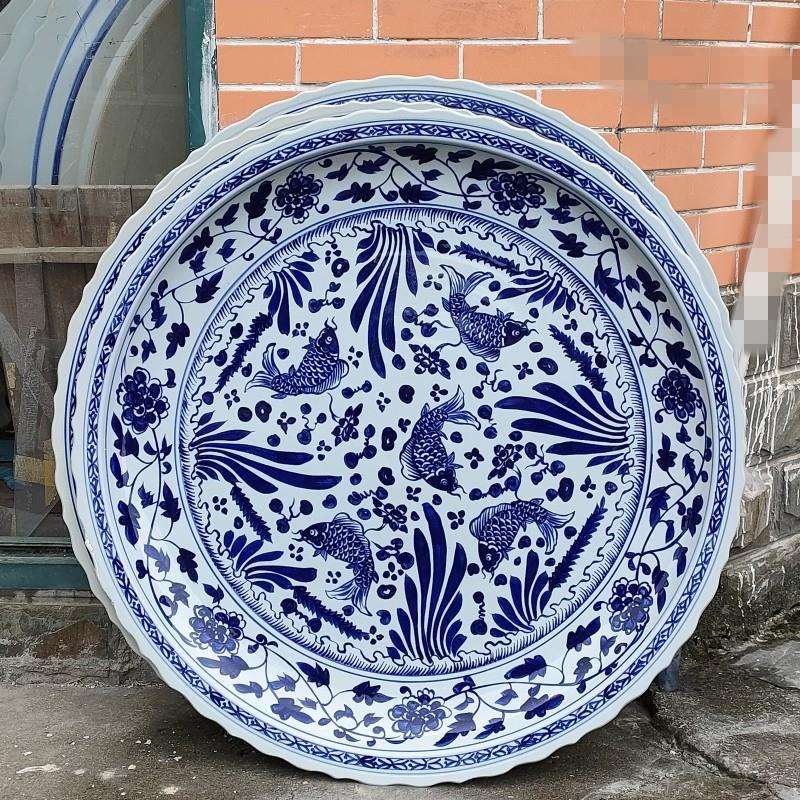 海鲜大咖盘拼盘海鲜龙虾盘创意景德镇青花瓷陶瓷拼盘年夜饭大拼盘