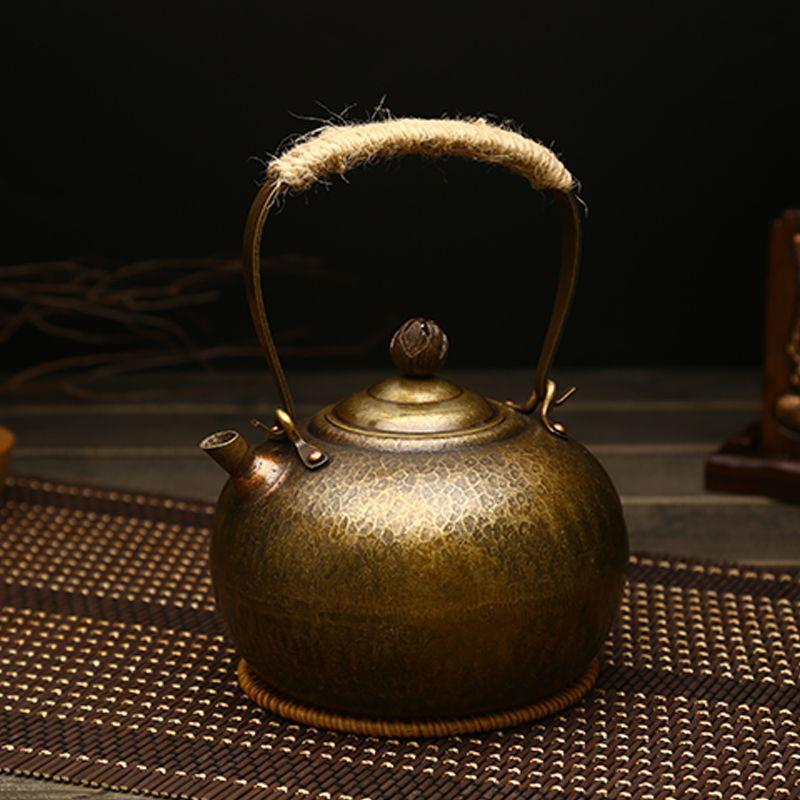 若容茶艺铜壶烧水壶煮茶壶铜水壶纯手工紫铜老铜壶侧把茶壶煮茶壶