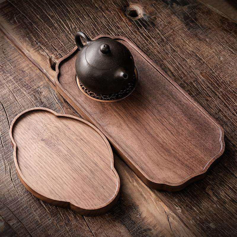 黑胡桃木托盘茶盘餐盘点心果盘实木质长方形简约网红干泡茶台茶盘