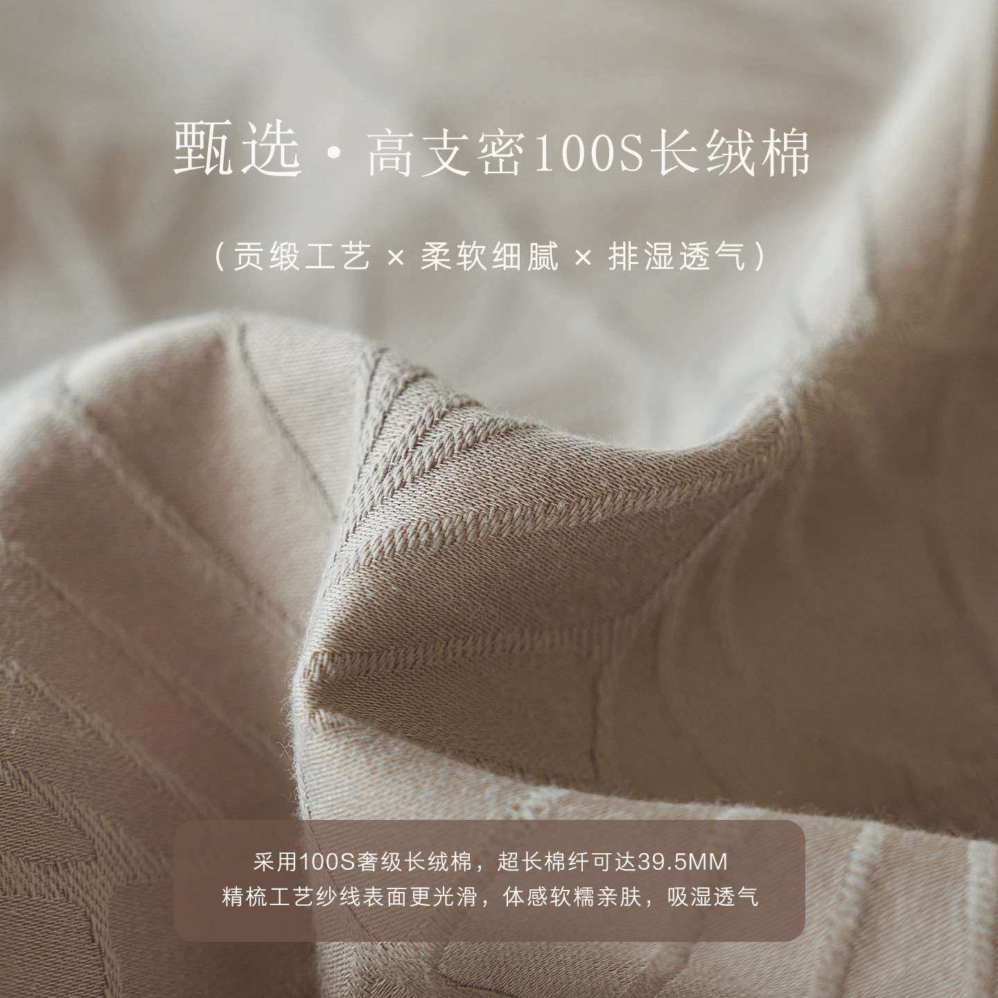 轻奢简约丨100S长绒棉高支密浮雕立体全棉提花亲肤纯棉舒适四件套