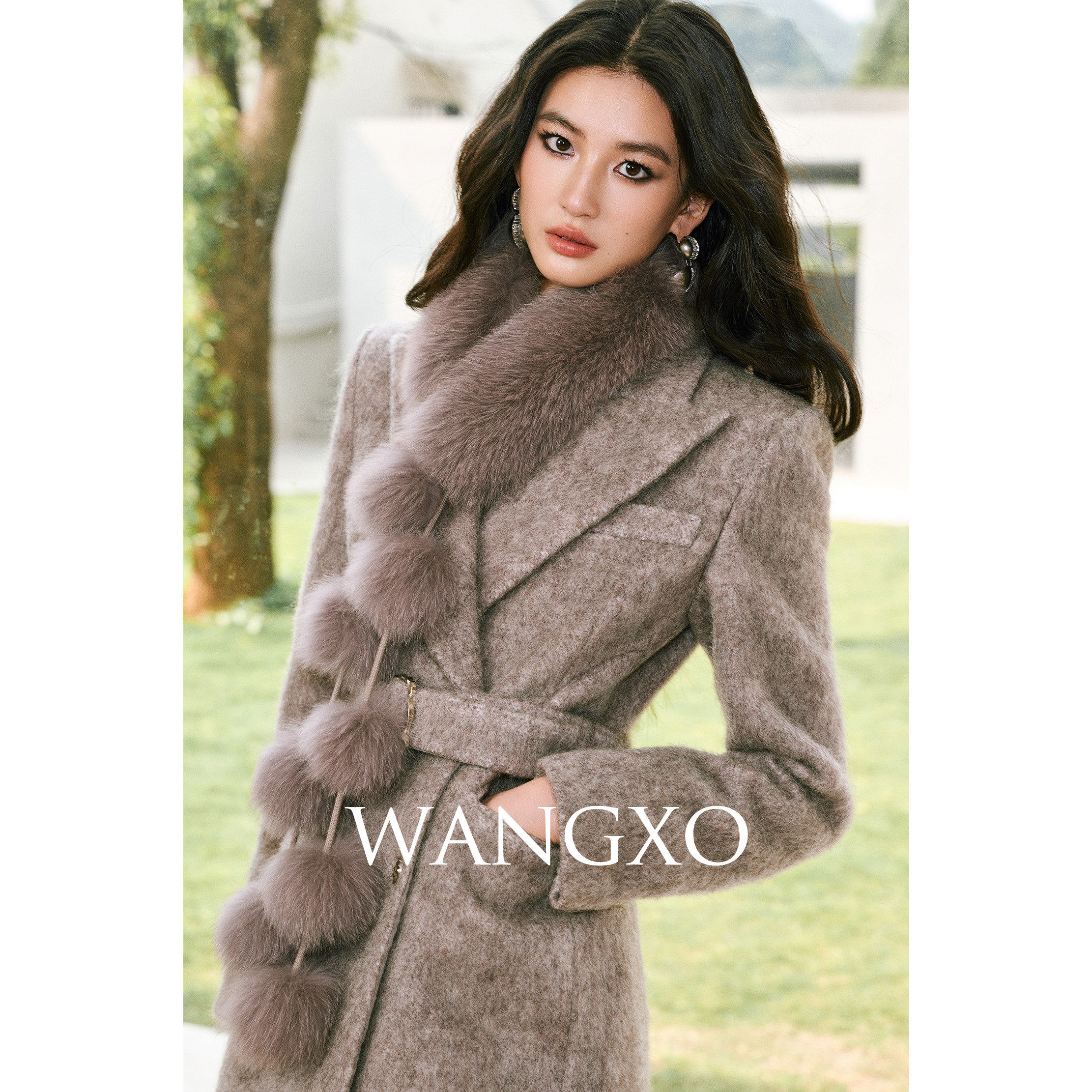 WANGXO｜蓬松100狐狸毛低饱和定染色｜手工无缝多毛球挂坠围巾