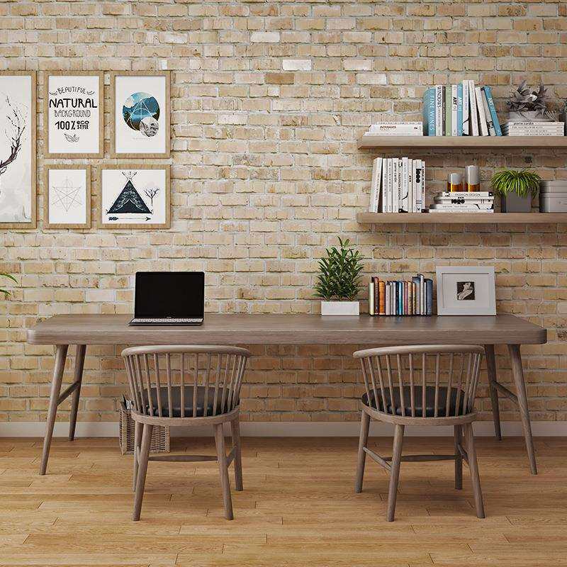 北欧实木双人书桌 家用儿童学习桌长方形写字台简约电脑桌办公桌