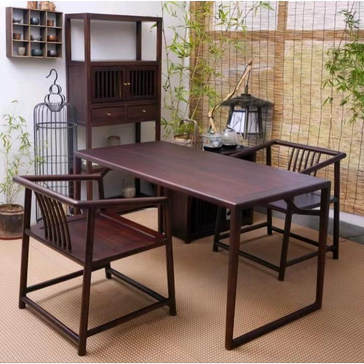 阳台小茶桌椅组合休闲禅意家用功夫泡茶桌子新中式乌金木茶台实木