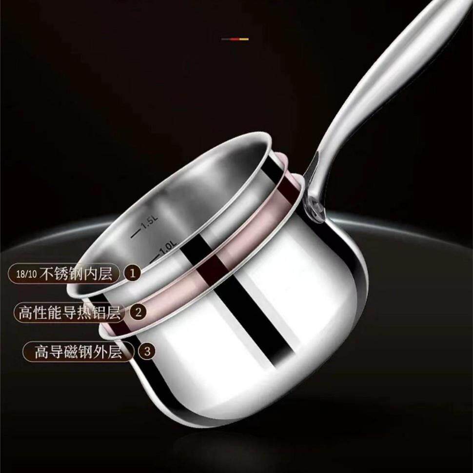 18/10无涂层不锈钢蒸锅家用婴儿辅食锅煎煮一体小奶锅双层小蒸锅