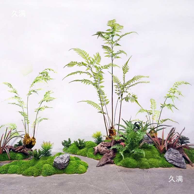 猴头蕨禅意造景绿植仿金丝蕨室内落地橱窗软装微景观装饰植垒德株