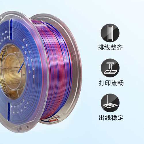 3D打印耗材PLA+丝绸材质1.75mm净重1kg丝绸双色三色仿金属色FDM材
