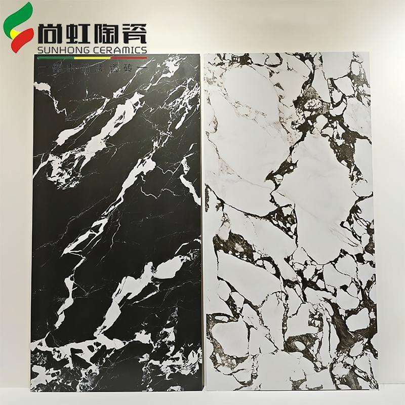 广东佛山柔光砖大理石瓷砖600x1200拿破仑黑浴室卫生间地砖厨房墙