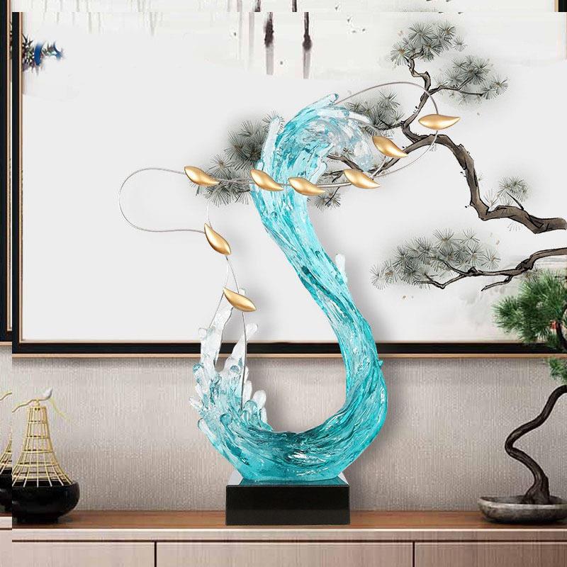 透明仿琉璃工艺品酒店家居装饰品雕塑摆件抽象树脂玄关艺术品摆饰