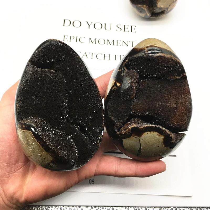 天然龟背石鸡蛋摆件 龟纹石原石原矿 乌龟洞鸡蛋物件实物 开口笑