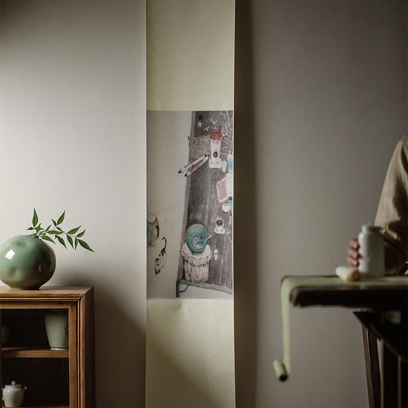 青山鸣幽禅意中式日式装饰画茶室书房客厅挂画卷轴字画