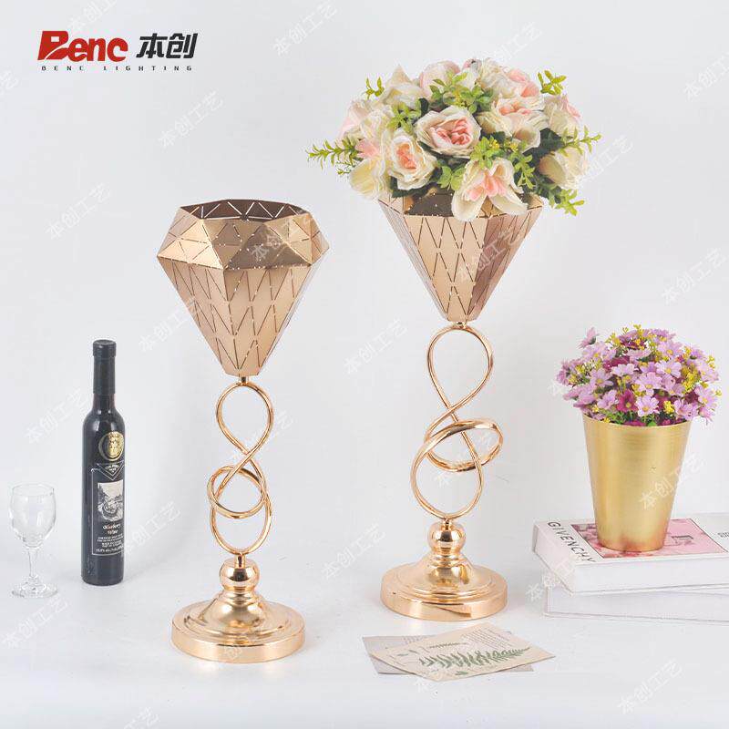 创意欧式金属花瓶婚礼桌摆花器家居客厅餐桌插花装饰摆件热销花架