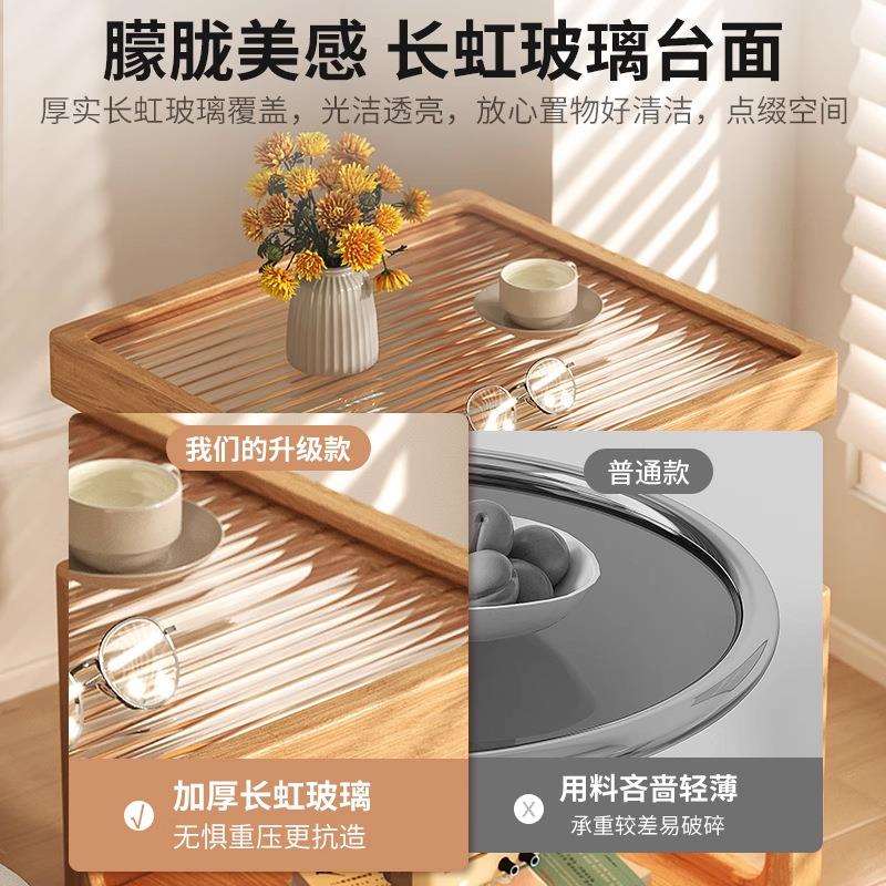 沙发旁置物架实木玻璃架子落地客厅角落收纳柜赵窄夹缝杂物柜创意