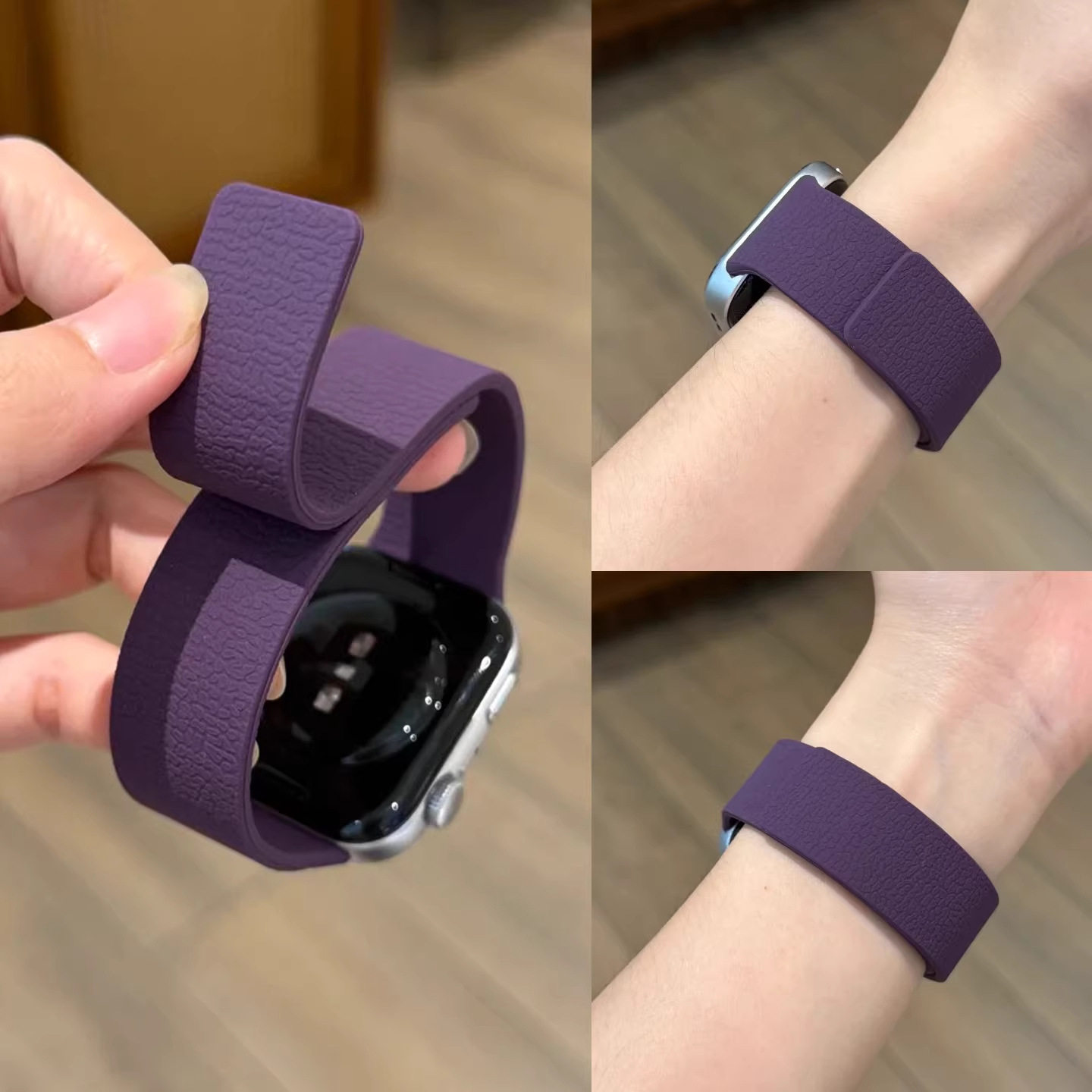 夏季新款硅胶磁吸表带适用华为手表FIT4pro华为FIT3荔枝纹手表带