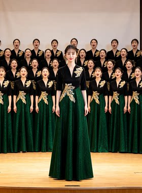 大合唱演出服女长裙合唱团晚礼服
