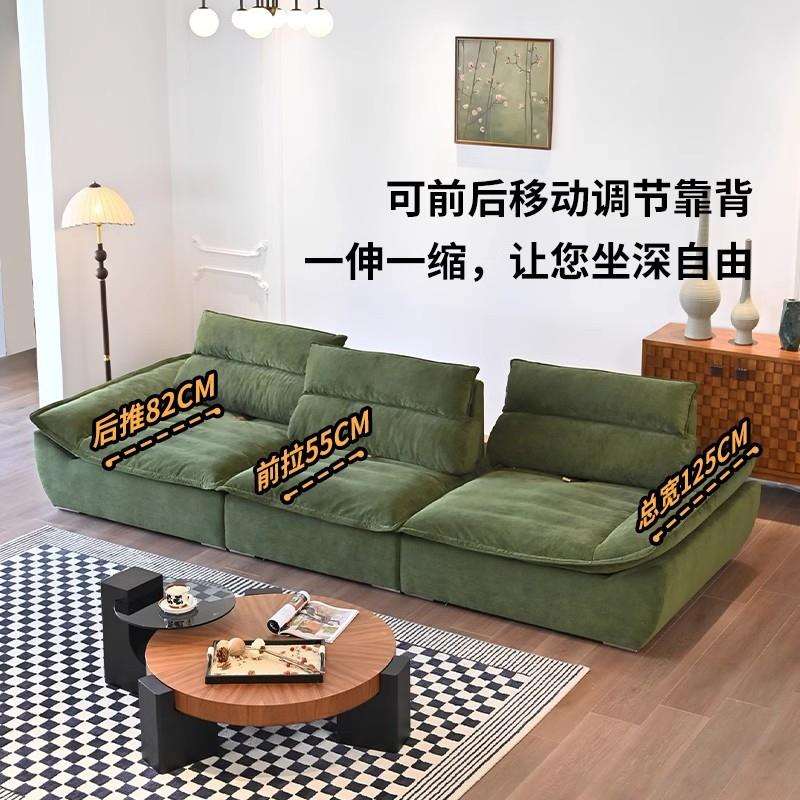 杰瑞家具高靠背帆船墨绿色灯芯绒布艺靠背可调节大坐深懒人沙发