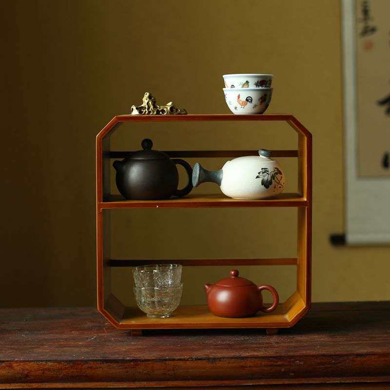 竹制茶道博古架多宝阁茶具桌面置物架 茶壶茶杯收纳架茶具配件