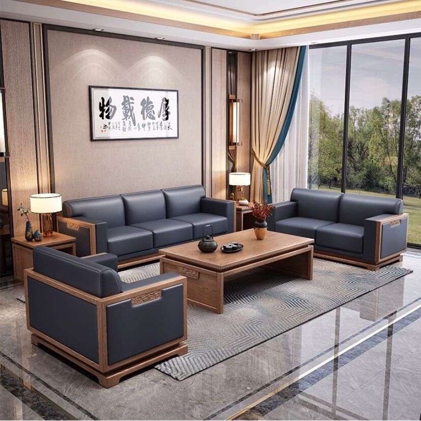 新款实木办公桌新中式老板桌总裁桌乌金木大班台简约现代办公家具