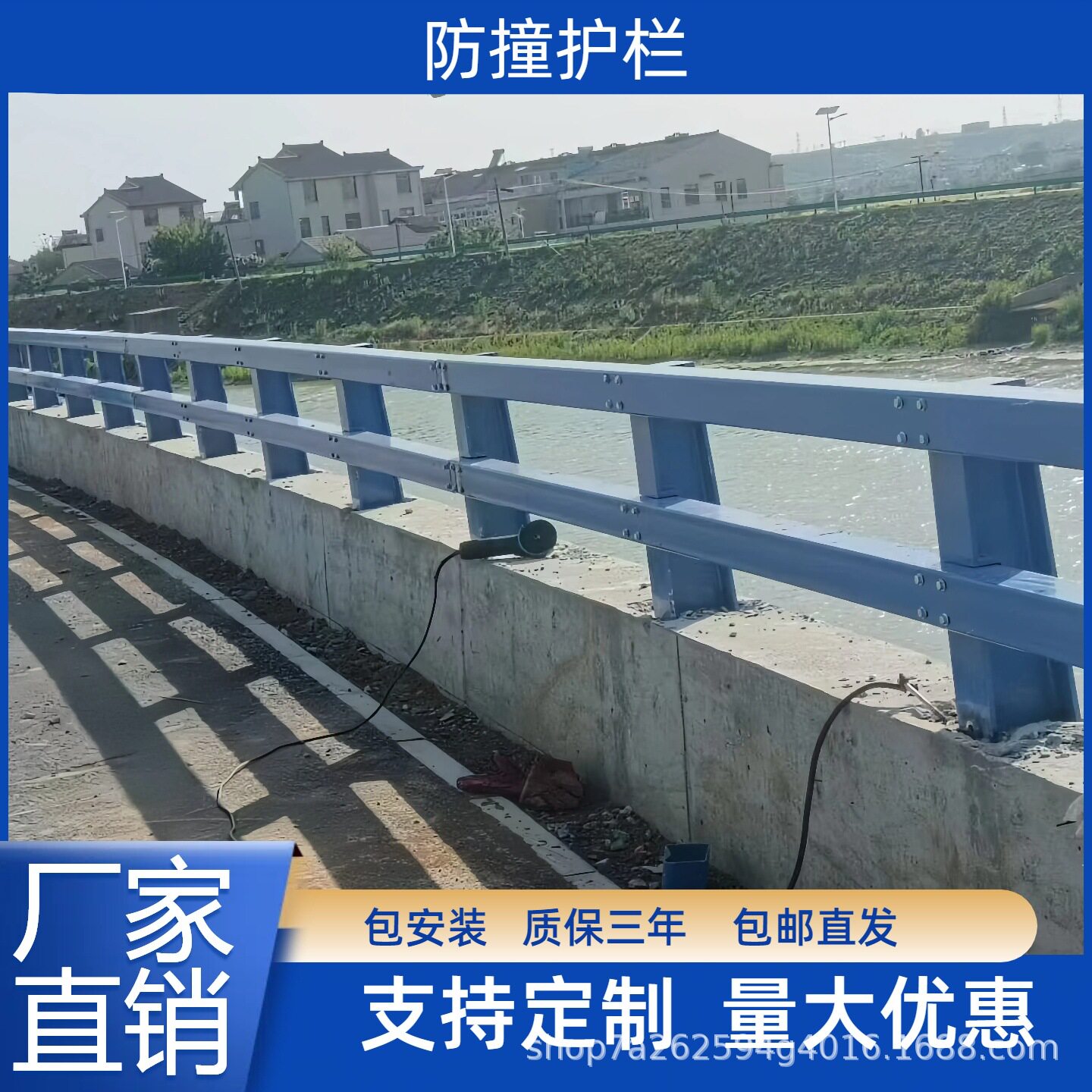 355D方钢桥梁防撞护栏铸铁焊接式立柱公园景区安全围栏镀锌栏杆