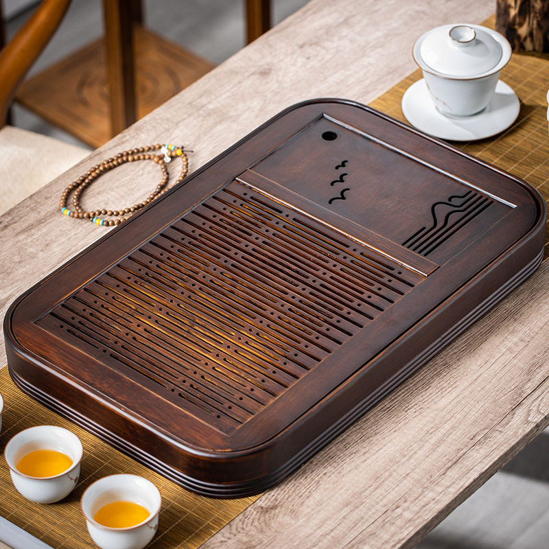 九竹中式复古竹制储水式茶盘