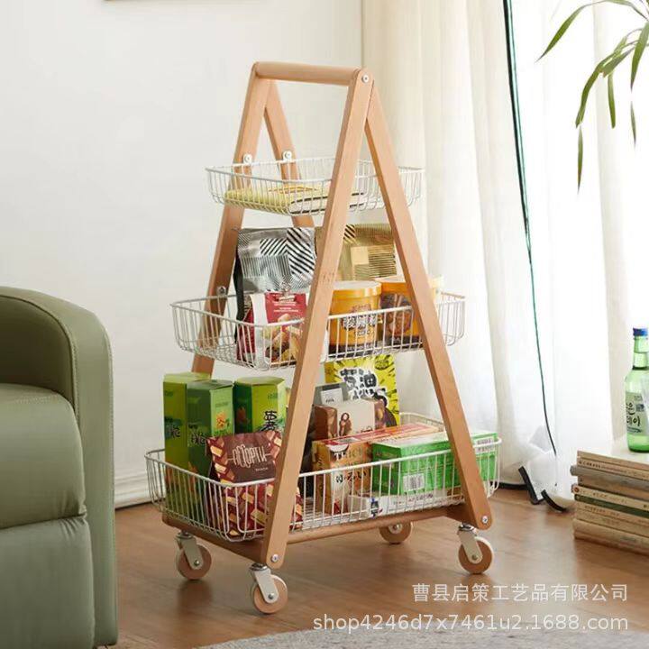 木质移动小推车客厅储物用品浴室多层整理架收纳架带滚轮置物架