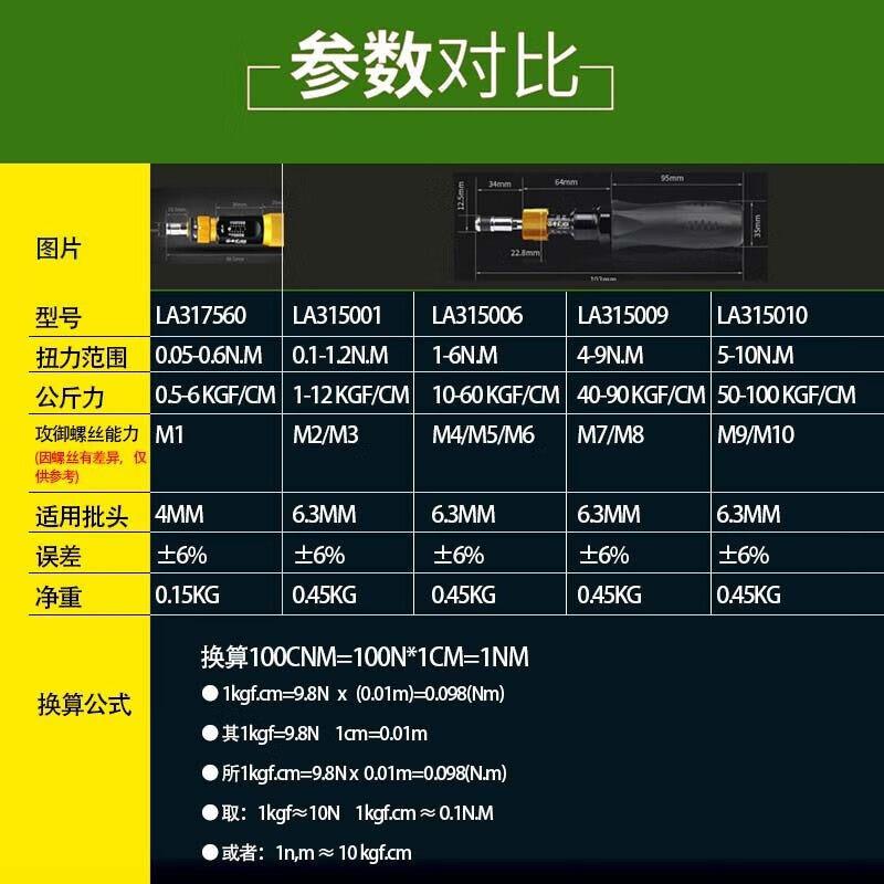 老A(LAOA)1/4英寸扭力起子扭矩螺丝批4-9N.m LA315009