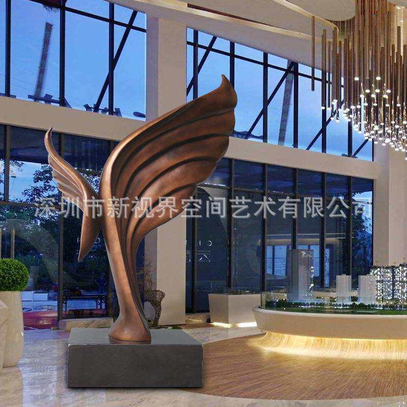 厂价直销树脂玻璃钢抽象翅膀装饰摆件 酒店大堂大型欧式落地雕塑