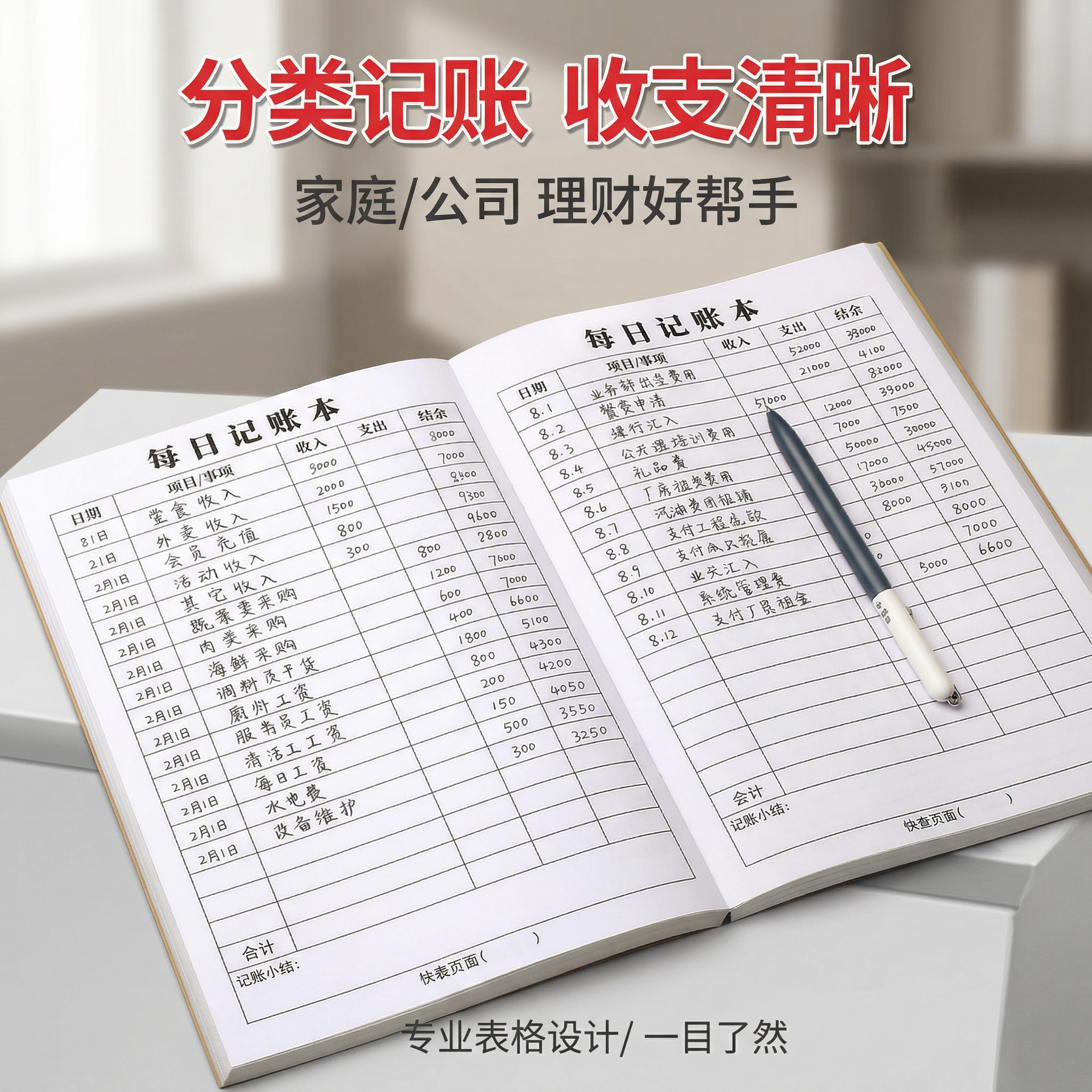 2026年每日记账本明细表生意商用款本子收入支出流水账带日期多功