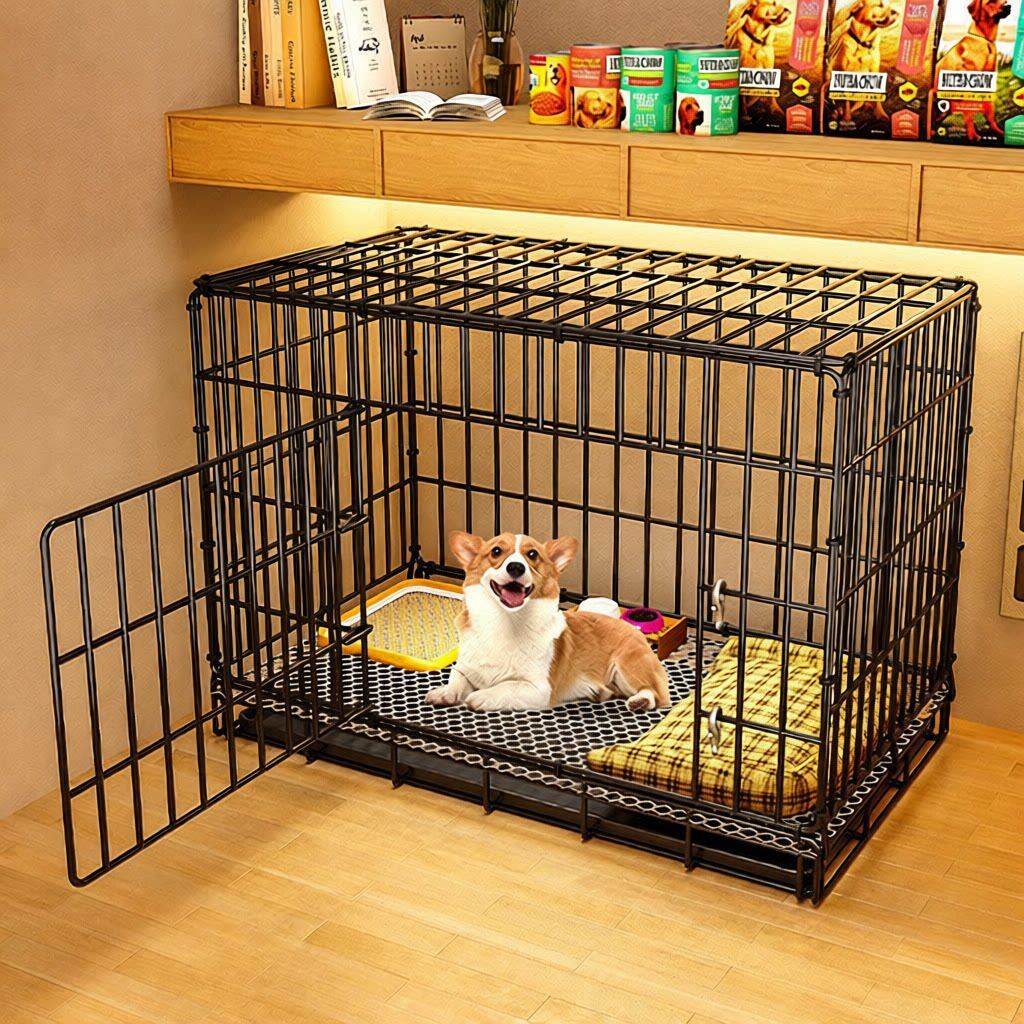 新款 子宠物别墅室内带厕所小型犬窝家用铁笼折叠铁笼子猫笼兔笼