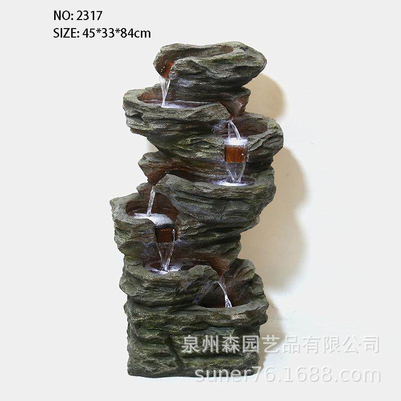 树脂花园喷泉户外花园庭院水池鱼池室内客厅玄关前台水景装饰摆件