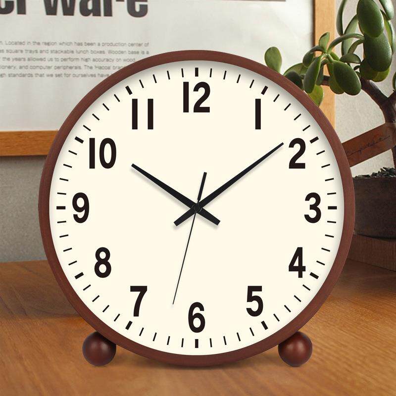 实木奶油风座钟客厅高级中古风桌面摆件时钟摆台式钟表摆放电视柜