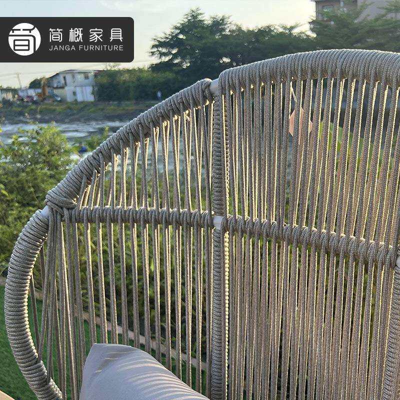北欧户外家具庭院阳台酒店桌椅别墅花园大气高背藤椅实木一桌两椅