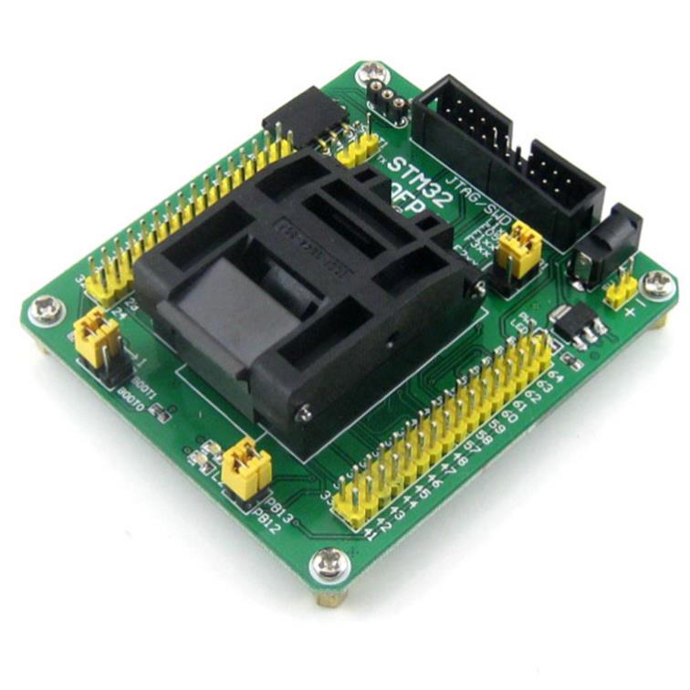 STM32专用编程座 烧写座 QFP64 0.5mm 原装座子 JTAG/SWD编程接口