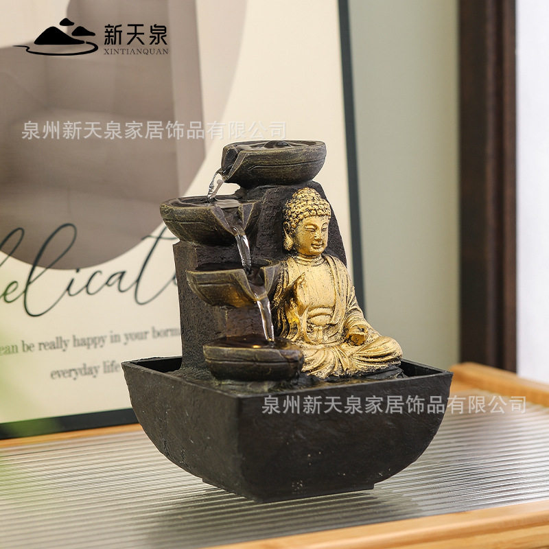 桌面自循环流水摆件禅意客厅玄关风水招财装饰品办公室茶几水景观