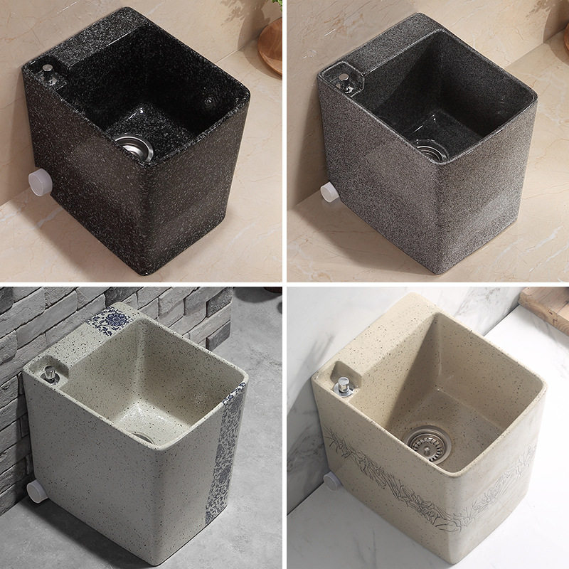庭院复古仿水磨石侧排拖把池