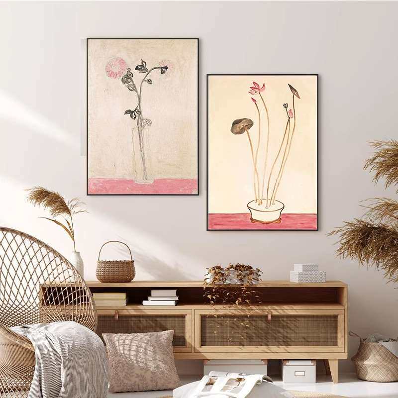 常玉名画八尾金鱼金钱豹装饰画客厅卧室床头挂画现代小众艺术画