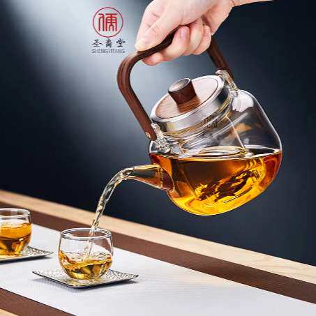 圣裔堂大容量蒸煮茶壶 耐热玻璃提梁壶 电陶炉专用普洱煮茶器