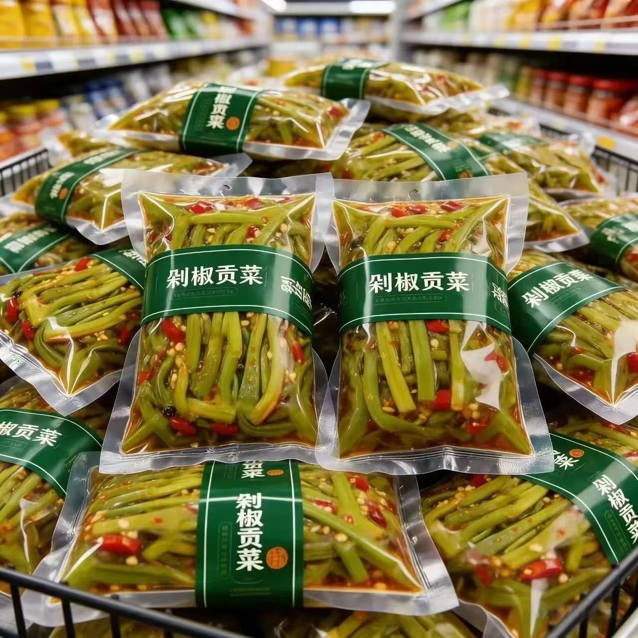 剁椒贡菜榨菜下饭拌面