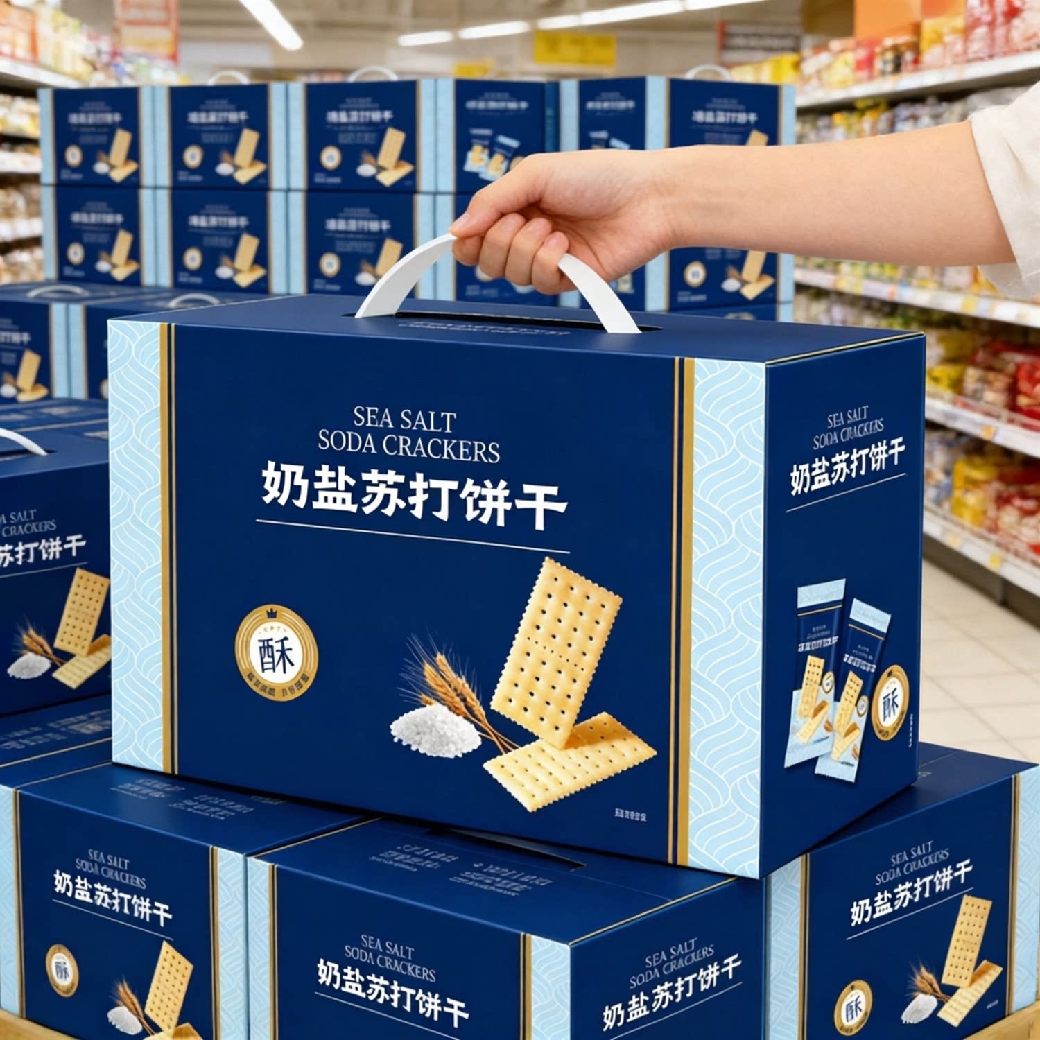 【商超同款】海盐苏打饼干奶盐味咸味梳打无糖精碱性零食代餐早餐