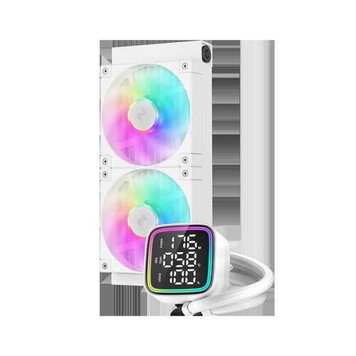 LD240白色数显版水冷ARGB灯光PWM温控台式电脑CPU散热器