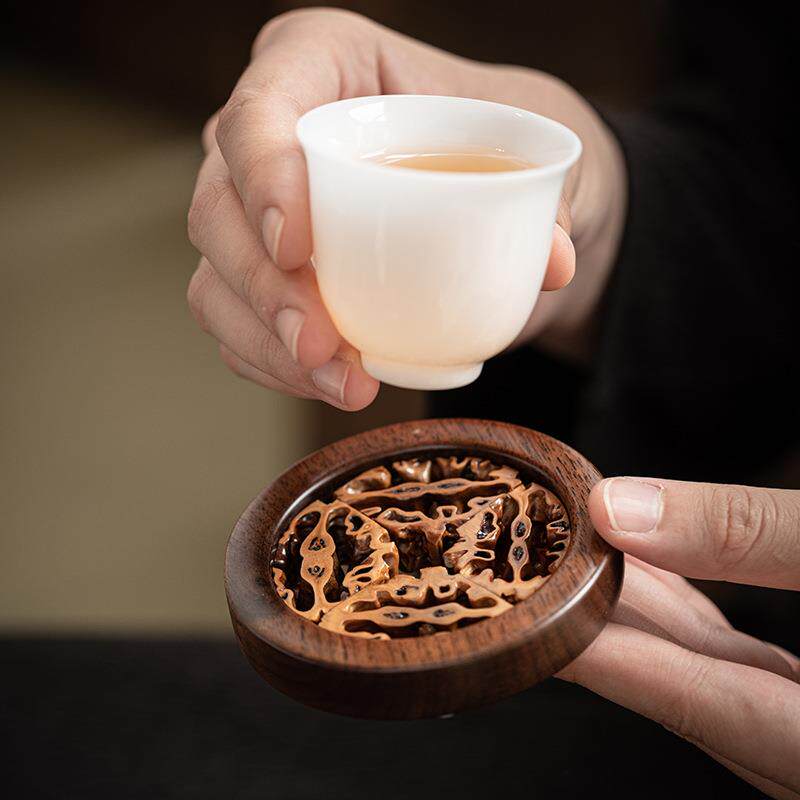 新款黑胡桃木杯垫干泡茶台核桃壶承茶道茶杯垫托中式杯子垫隔热垫