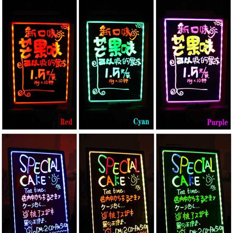 led发光广告牌夜市摆摊小黑板荧光板挂式店用夜光写字莹光手写板