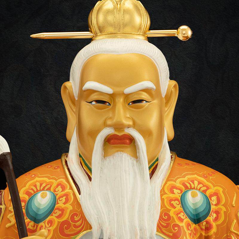 铜鎏金鸿钧老祖像供奉家用三清祖师爷鸿钧老祖神像摆件铜像