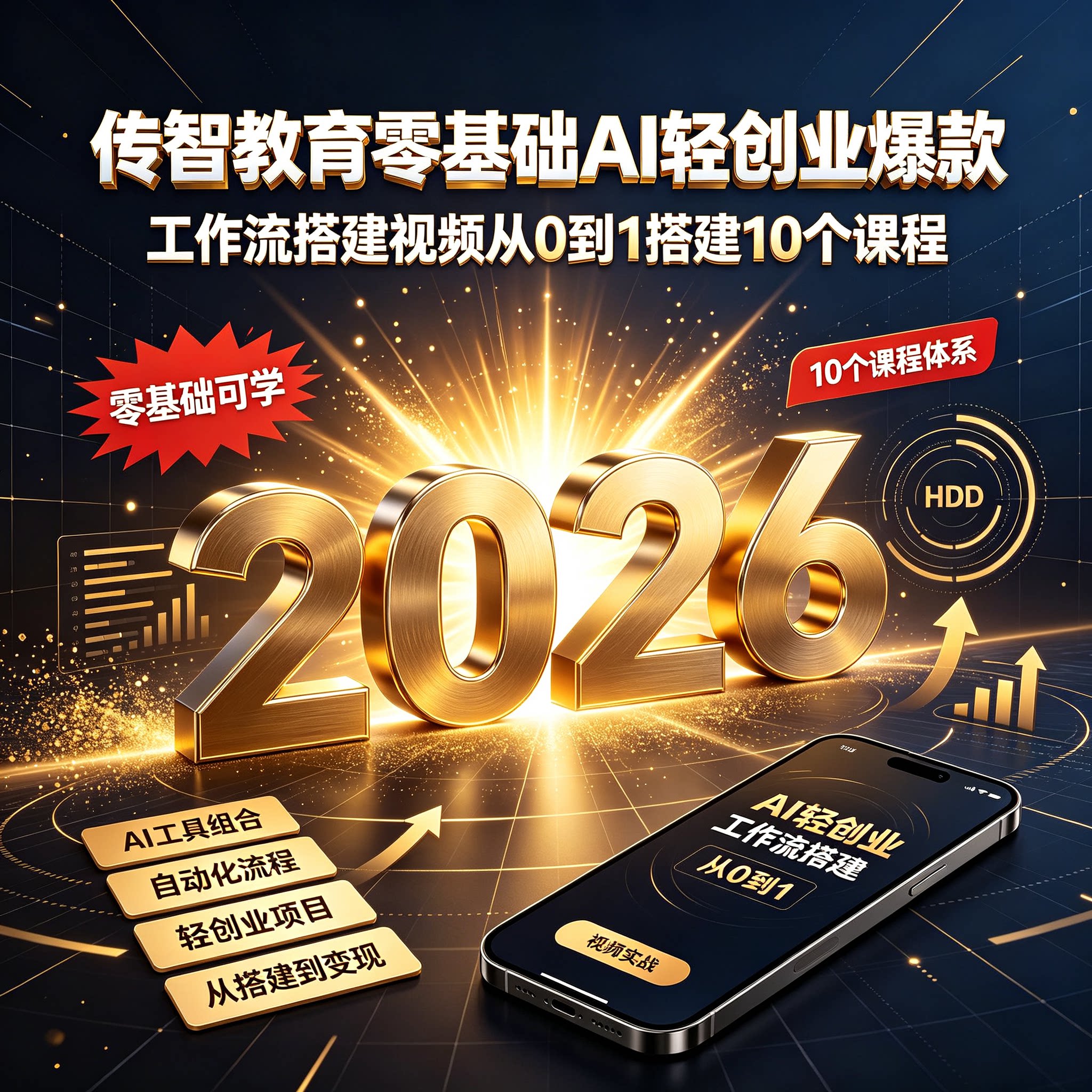 传智教育零基础AI轻创业爆款工作流搭建视频从0到1搭建10个课程