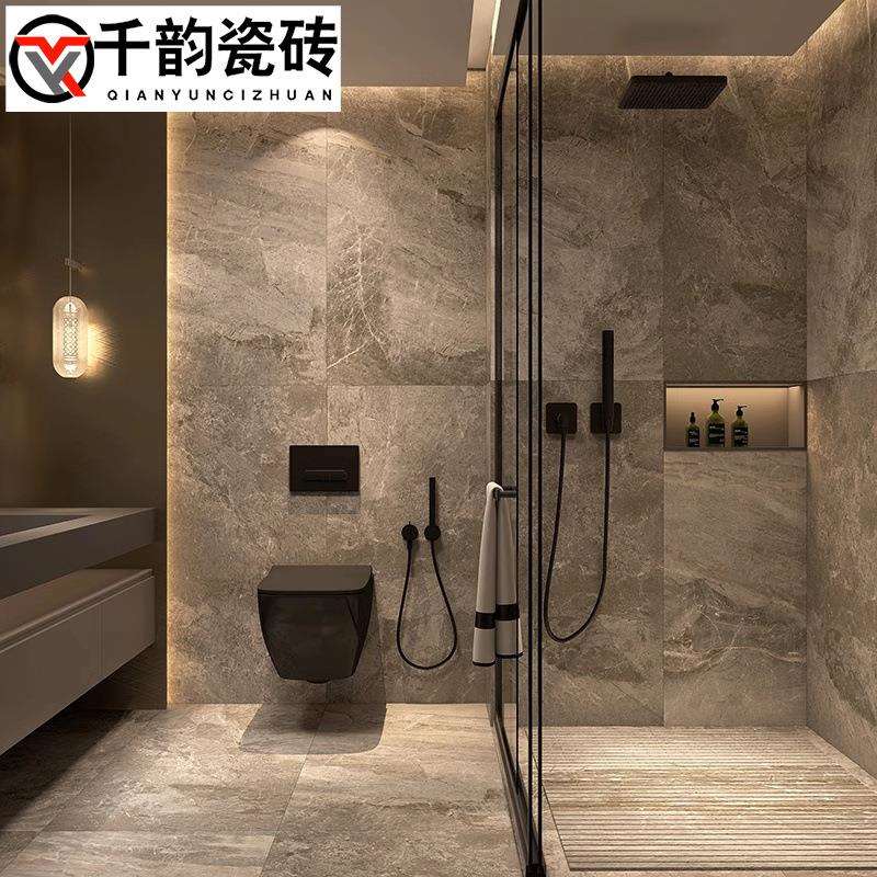 仿大理石瓷砖600x1200微哑面客厅地砖民宿酒店咖色卫生间墙砖