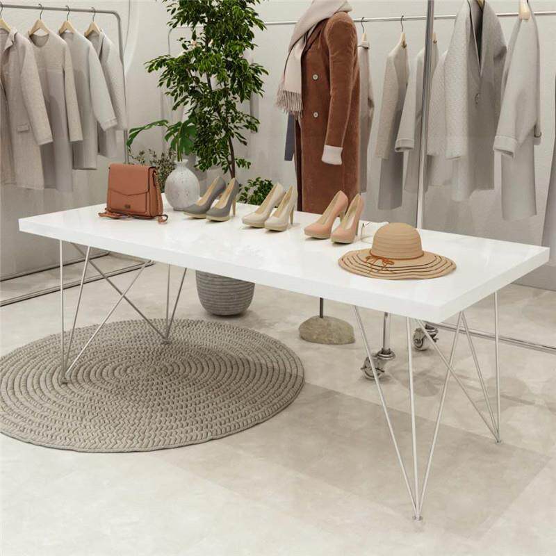 服装店展示桌服装中间流水台中岛台实木落地展示架原木长方形桌子