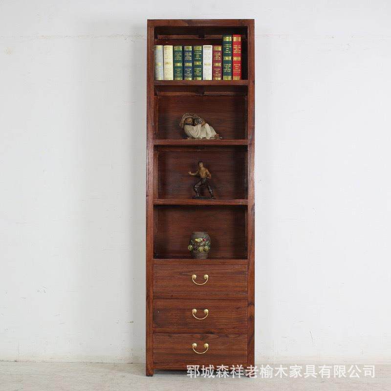 老榆木客厅角柜实木墙角置物柜长方形展示柜多层书柜卧室收纳柜